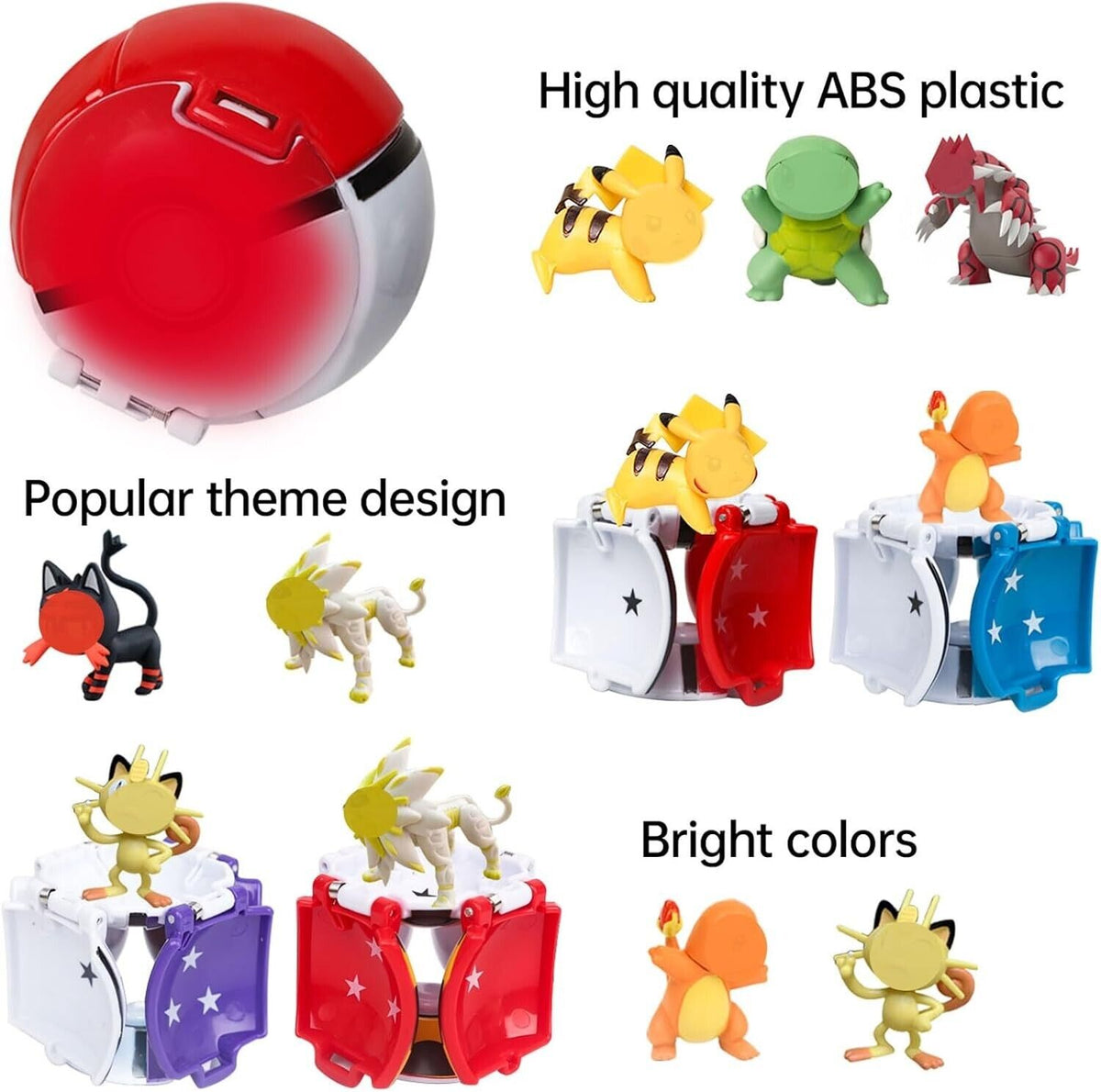 2 Spielzeug Pokemonbälle mit 2 Figuren Bälle zum werfen für Kinder