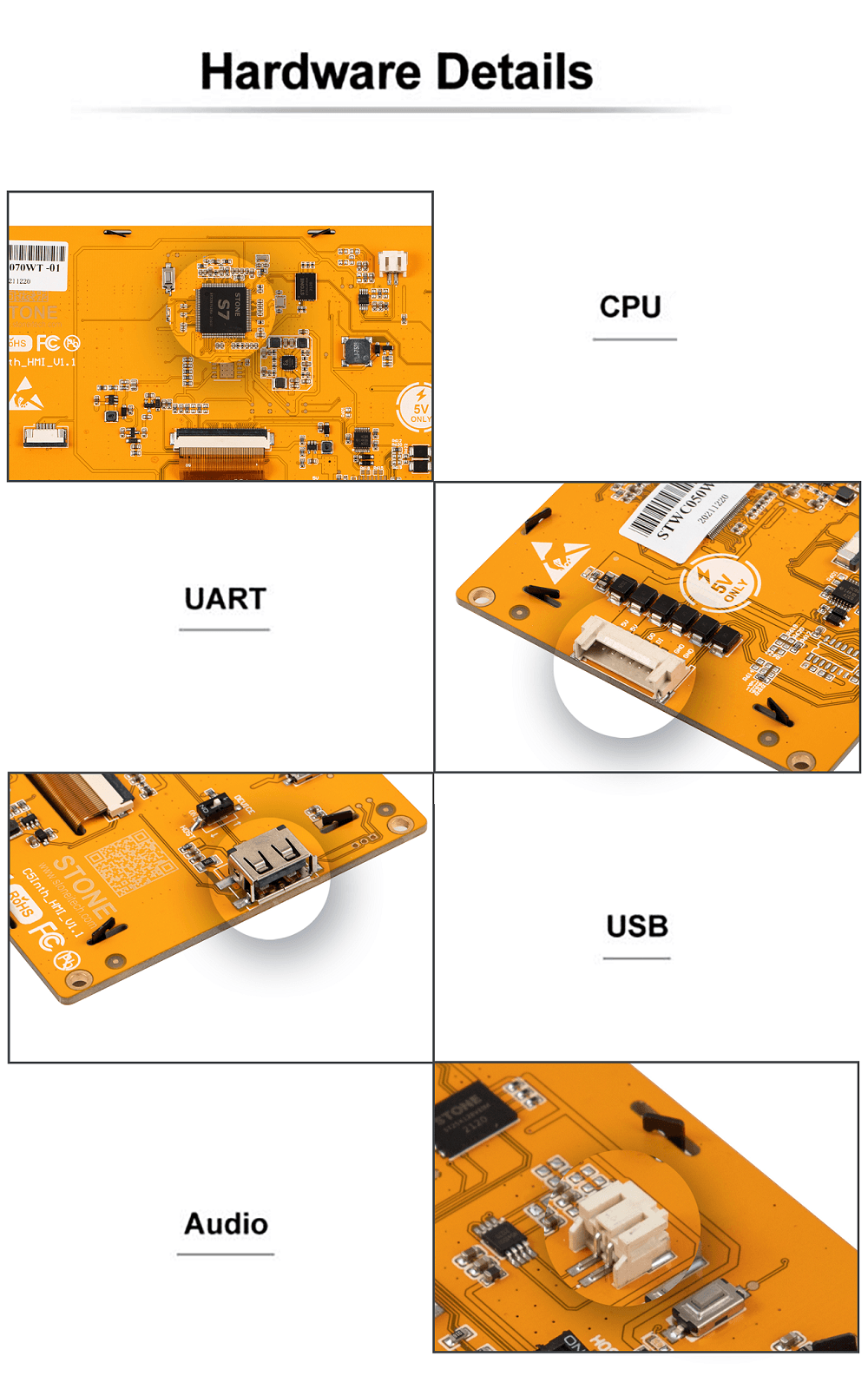 5 Zoll Smart HMI TFT LCD Touchscreen, programmierbares Display