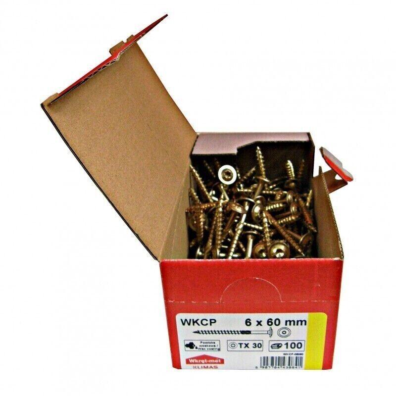 Klimas WKCP - 100 Stück 6,0x60mm Tellerkopfschrauben Holzbauschrauben