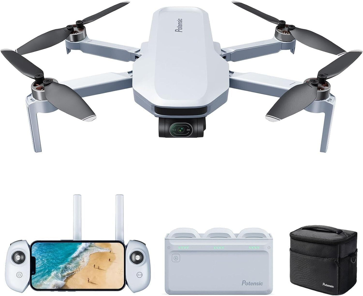Potensic ATOM Drohne Standard-Kit 3-Achsen-Gimbal 4K FPV GPS Kameradrohne
