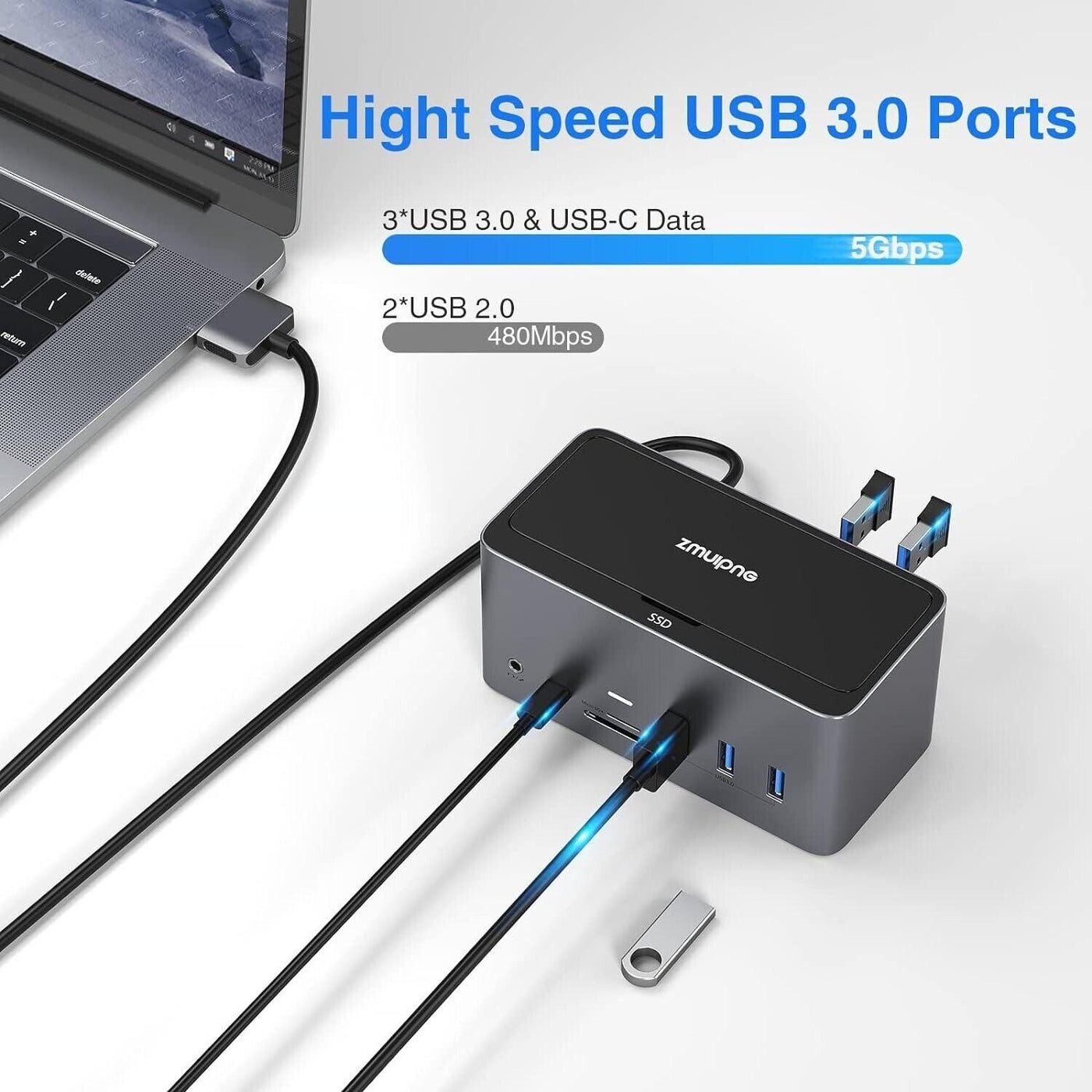 USB-C-Dockingstation, 18-in-1-Dockingstation für vier Displays mit SSD-Gehäuse,