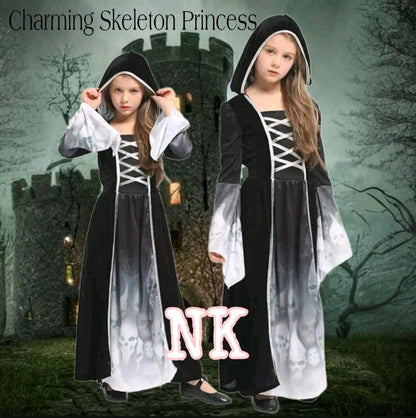 Halloween Mädchens Skelett Geist Kostüm Gruselig Dress Up Performance Kostüm