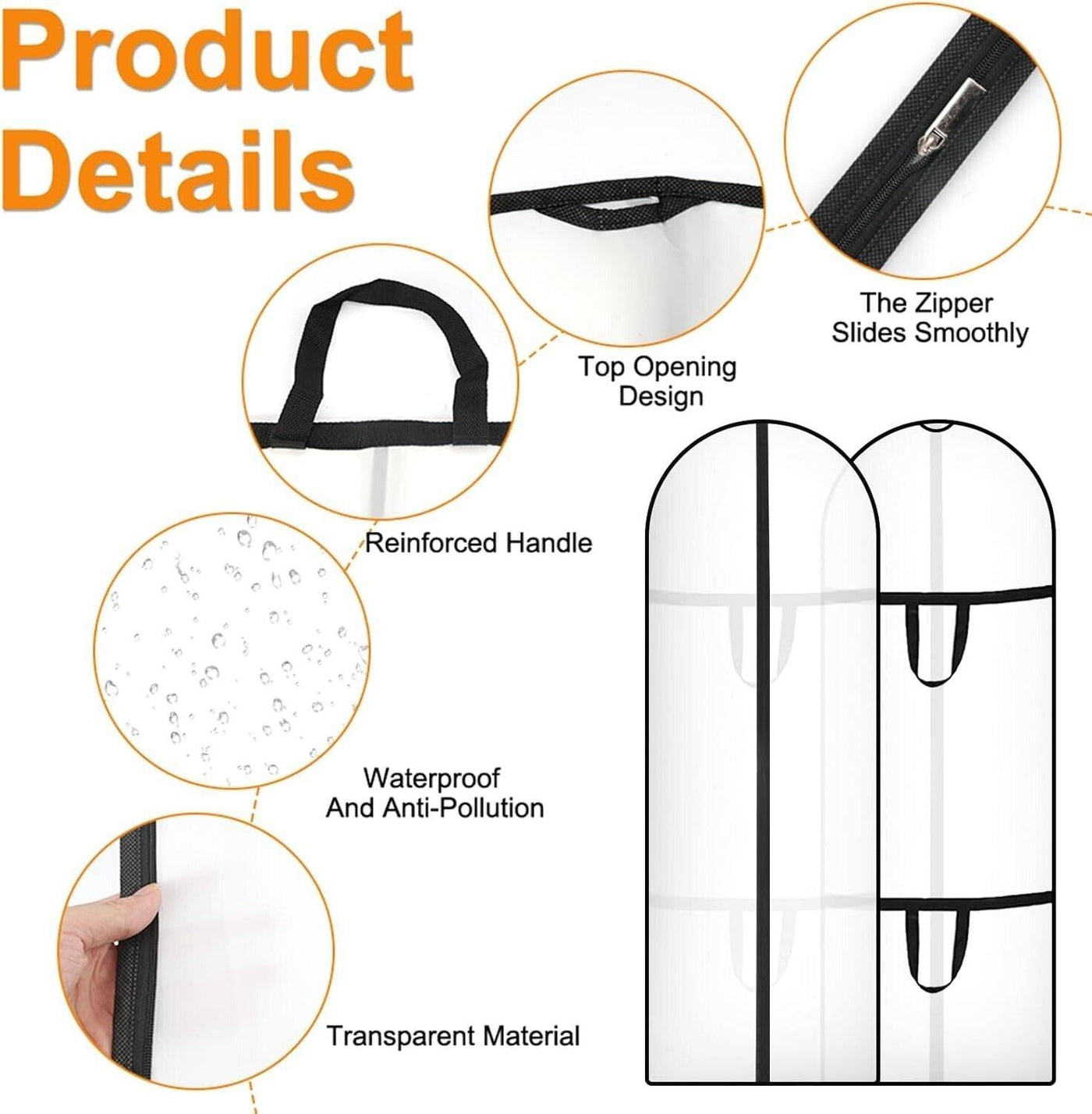 Kleidersack Lang 180x60cm Faltbare Kleidersäcke Anzug Premium Kleidersack Kleide