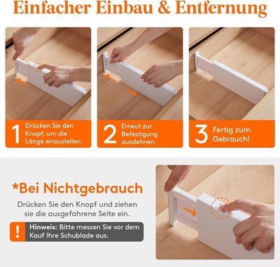 Lifewit 5er-Set Schubladenteiler aus Kunststoff (28-44,5 cm), verstellbarer Schu