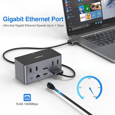 USB-C-Dockingstation, 18-in-1-Dockingstation für vier Displays mit SSD-Gehäuse,