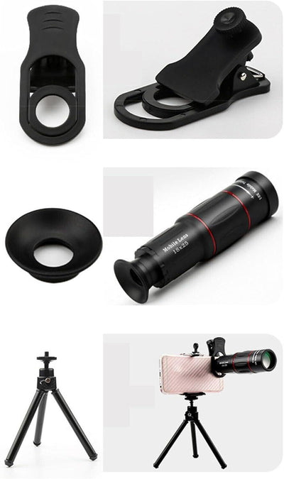 Kameraobjektiv-Set, 18x Monokular-Teleskop, 0,63x Weitwinkel, 15x Makroobjektiv,