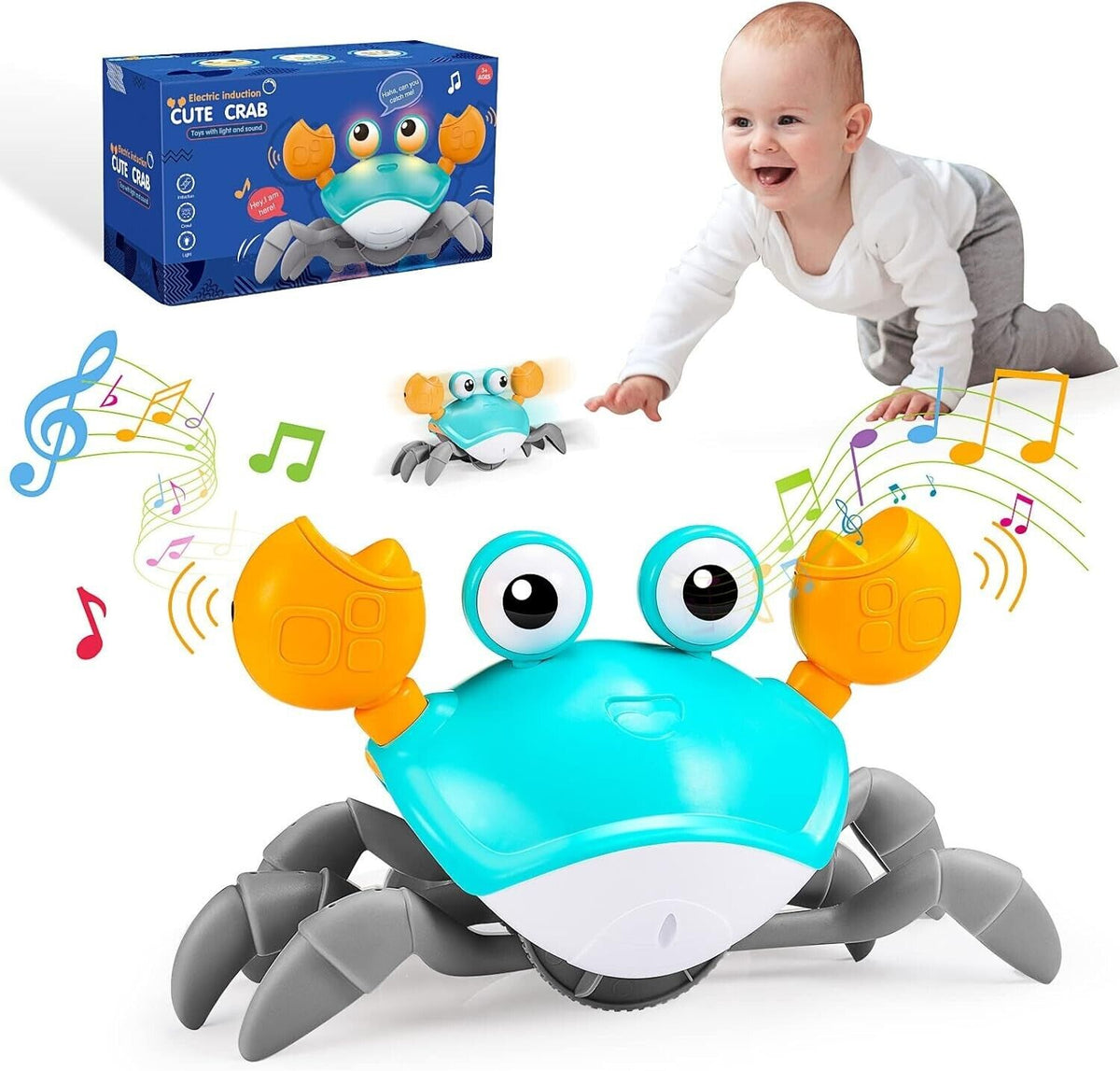 Baby Spielzeug ab 1 Jahr Mädchen Junge, Krabbe Krabbelspielzeug Musik & Licht