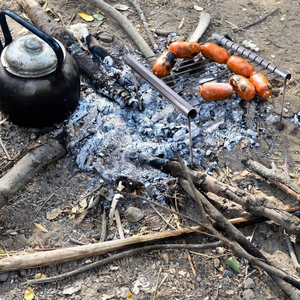 NASHRIO Tragbarer Camping-Grill, klappbar, kompakt, aus Edelstahl