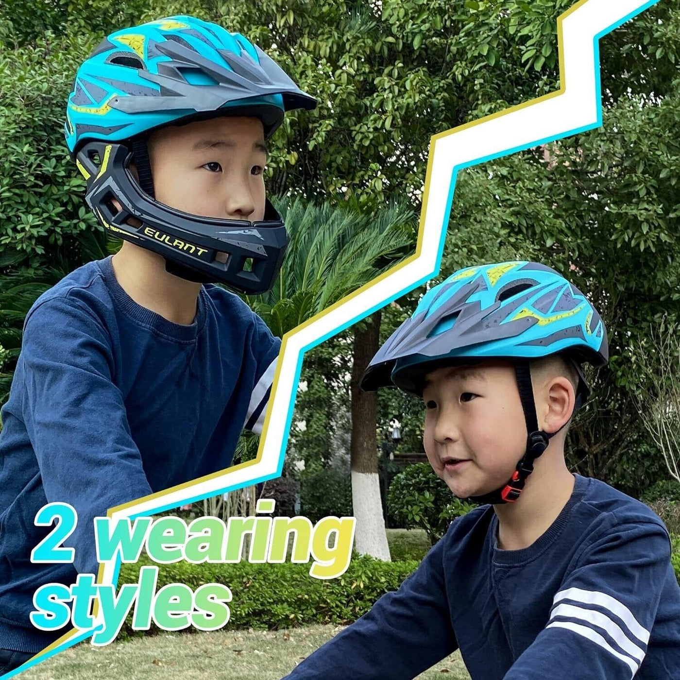EULANT Fahrradhelm mit Kinnschutz für Jugendliche,Kinder Fullface Helm BMX Gr. M