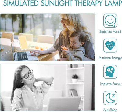 Lichttherapielampe, 15000 Lux simuliertes Sonnenlicht, UV-freie LED-Lampe