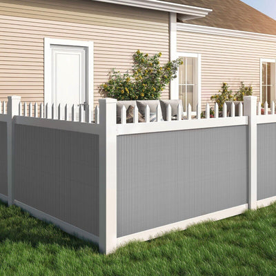 Sichtschutzzaun aus PVC - Grau 1m*3m/100cm*300cm Stabil, Modern Balkon, Garten..