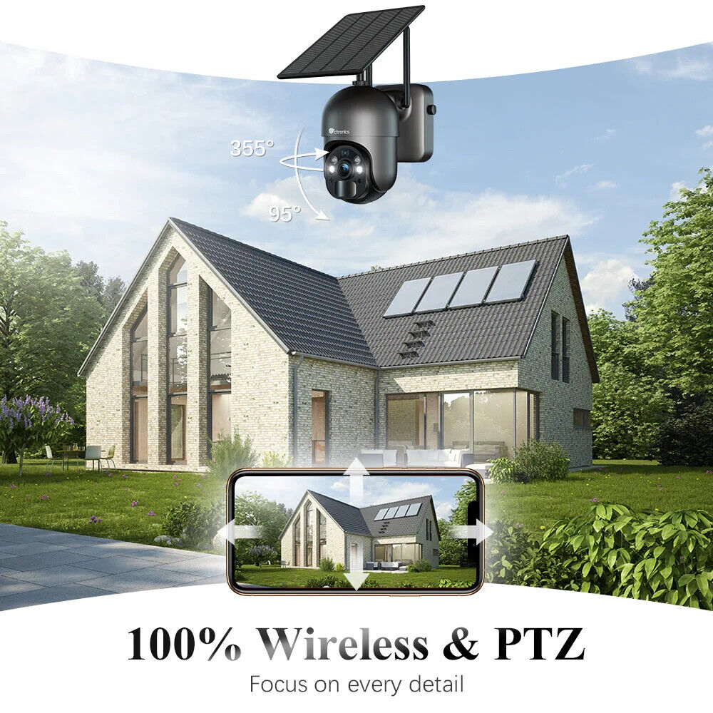 Ctronics S20-G-4MP 2K/4MP Wlan PTZ IP Überwachungskamera inkl. Solarpanel(D3)