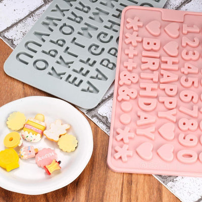 2 Stück Buchstaben Silikonformen, Pralinenform Silikon, Zahlen Fondant Schokolad