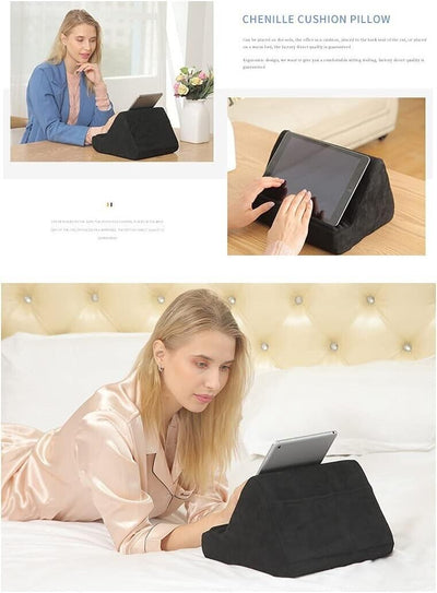 Tablet-Ständerkissen mit TascheTablet-iPad-(E)Bücherständer schwarz