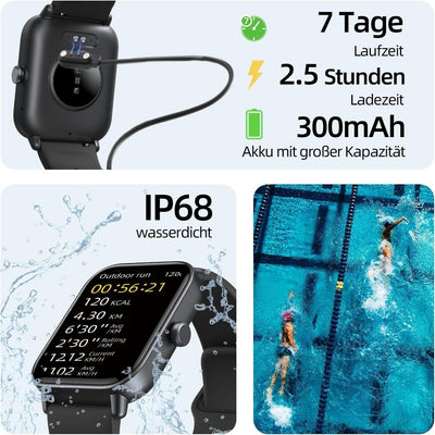 Gardien Smartwatch Damen Herren mit Telefonfunktion, 1.8’’ Fitnessuhr Smart Watc