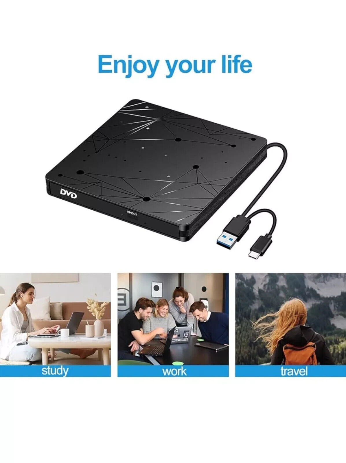 LMEN Externes CD Laufwerk Extern mit USB 3.0 DVD für Laptop PC McBook (3)