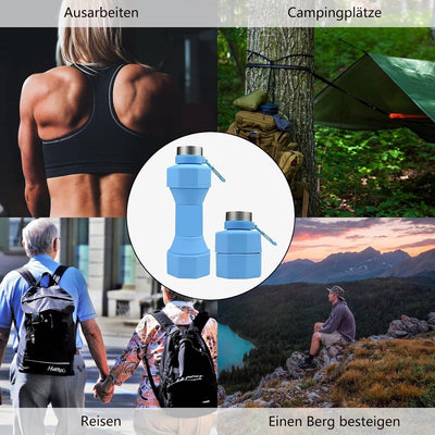 Jullfall Trinkflasche-Faltbare Trinkflasche 650ML Hantel Wasserflasche