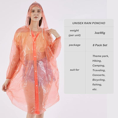Runmeihe 8 Stück Einweg Regenponchos für Erwachsene, Notfall Regenmäntel Wasserd