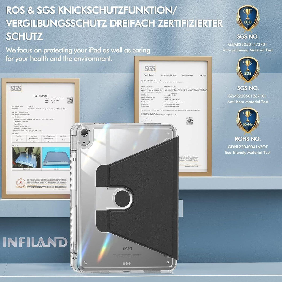 INFILAND Hülle Kompatibel mit iPad 10. Generation Hülle 2022. iPad10.9 (Grau)