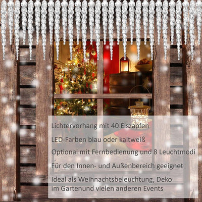 VOLTRONIC 40 LEDs Lichterkette Eiszapfen innen und außen IP44 Weiß