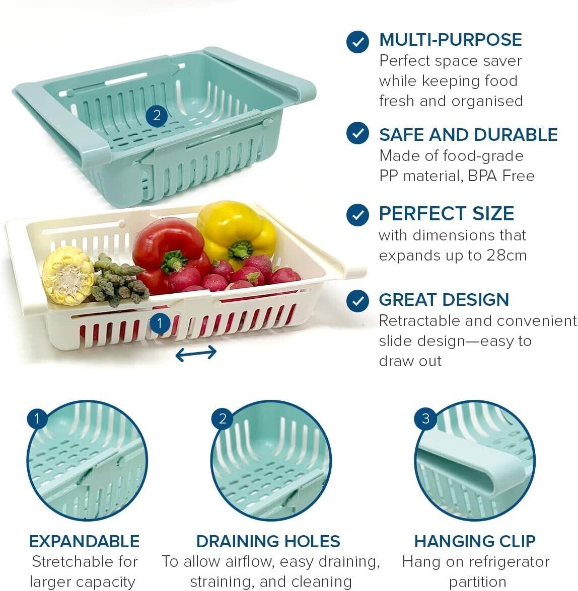 Joejis 2er-Set Kühlschrank-Organizer-Regaleinsätze, Kunststoff-Kühlschrank-Aufbe