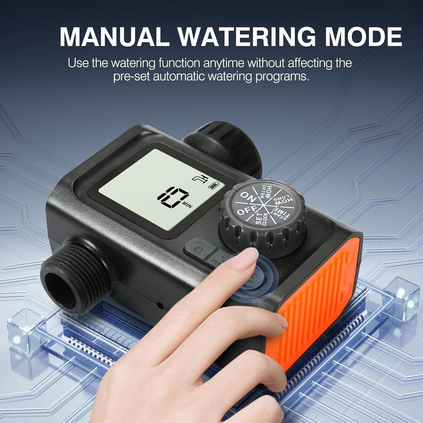 Kazeila Programmierbarer Schlauch-Bewässerungstimer, digitaler Bewässerungs-/Spr