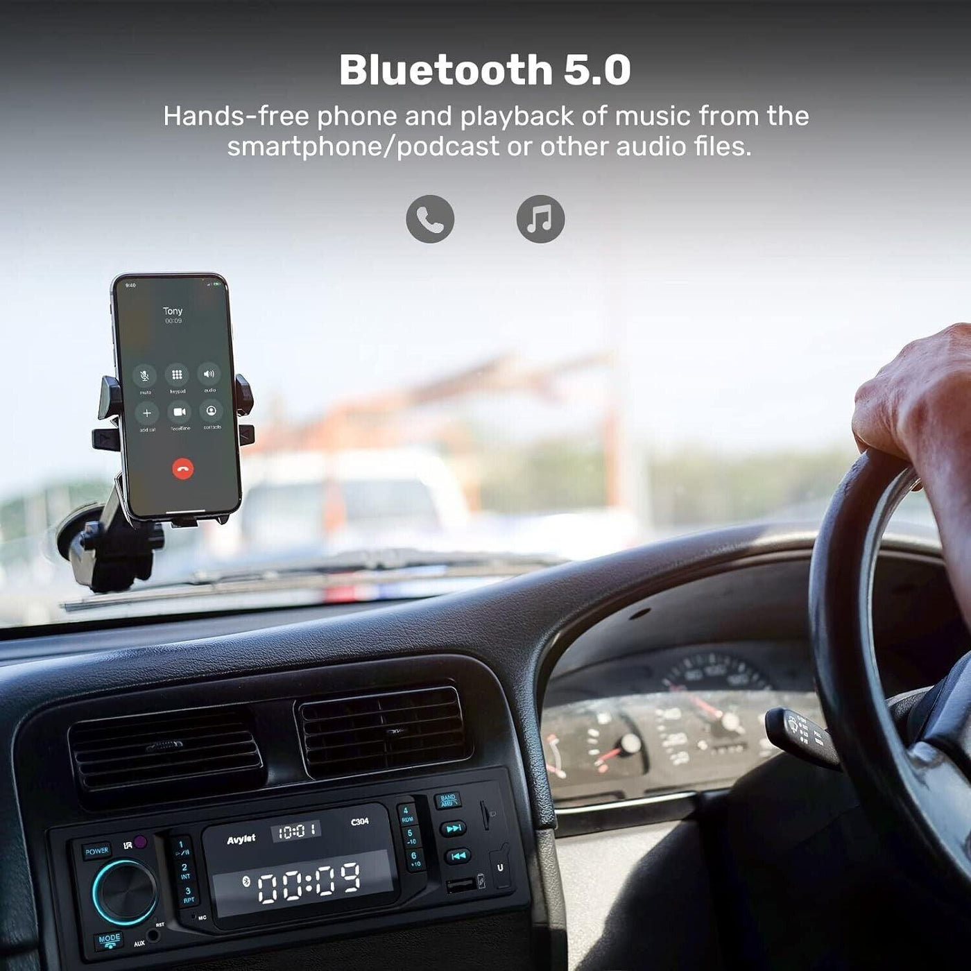 Autoradio Bluetooth 5.0,Avylet RDS/FM/AM/7 Farben 1 Din Autoradio mit Freisprech