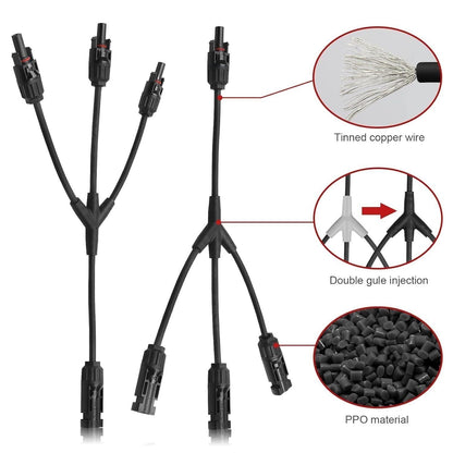 PAEKQ Solarkabel Y-Verteiler Solarpanel Kabel Y-Stecker Solar 4 mm² PV Parallela
