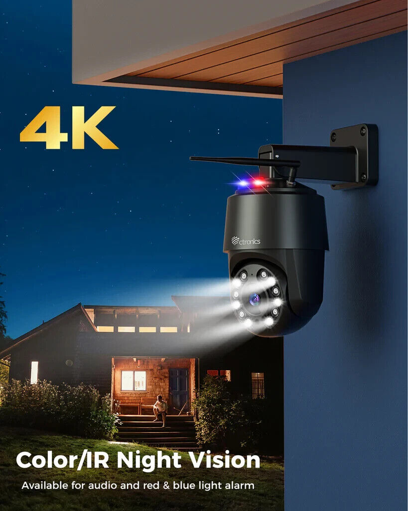 Ctronics 640-M12B - 4K 8MP PTZ IP kamera WLAN 2,4/5GHz, Personen-/Fahrzeug-/