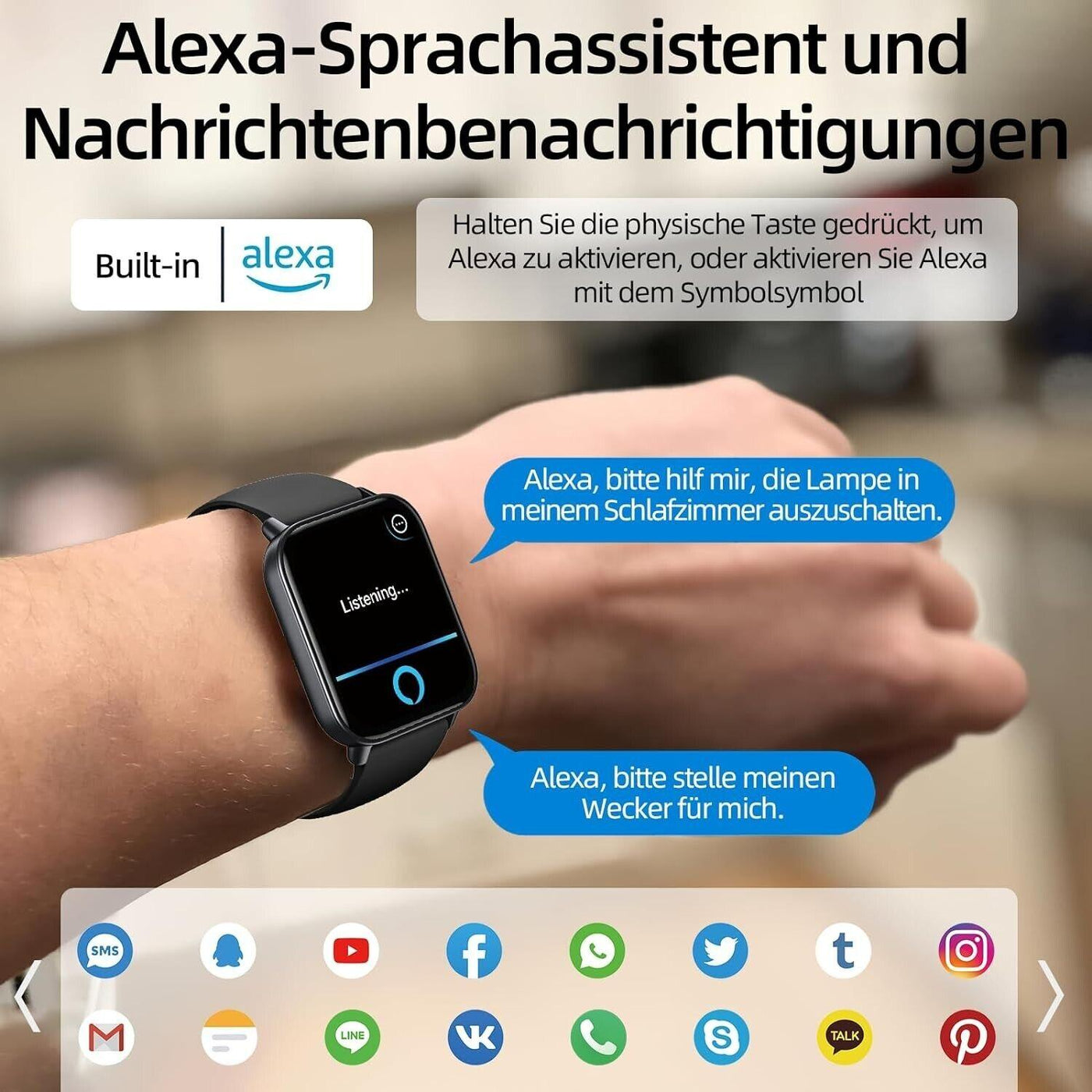 Gardien Smartwatch Damen Herren mit Telefonfunktion, 1.8’’ Fitnessuhr Smart Watc