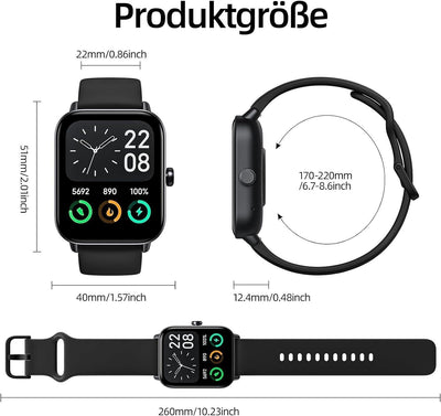 Gardien Smartwatch Damen Herren mit Telefonfunktion, 1.8’’ Fitnessuhr Smart Watc