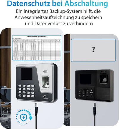 NGTeco AS10 - Zeiterfassung für Kleinbetriebe Kein Netzwerk Erforderlich,