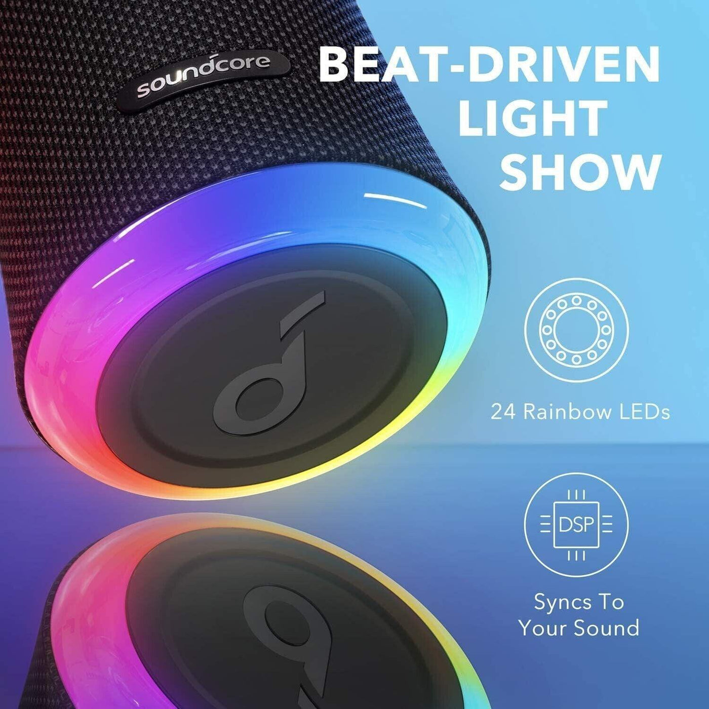 Soundcore Anker Flare 2 Bluetooth Lautsprecher - Schwarz, Wasserdicht