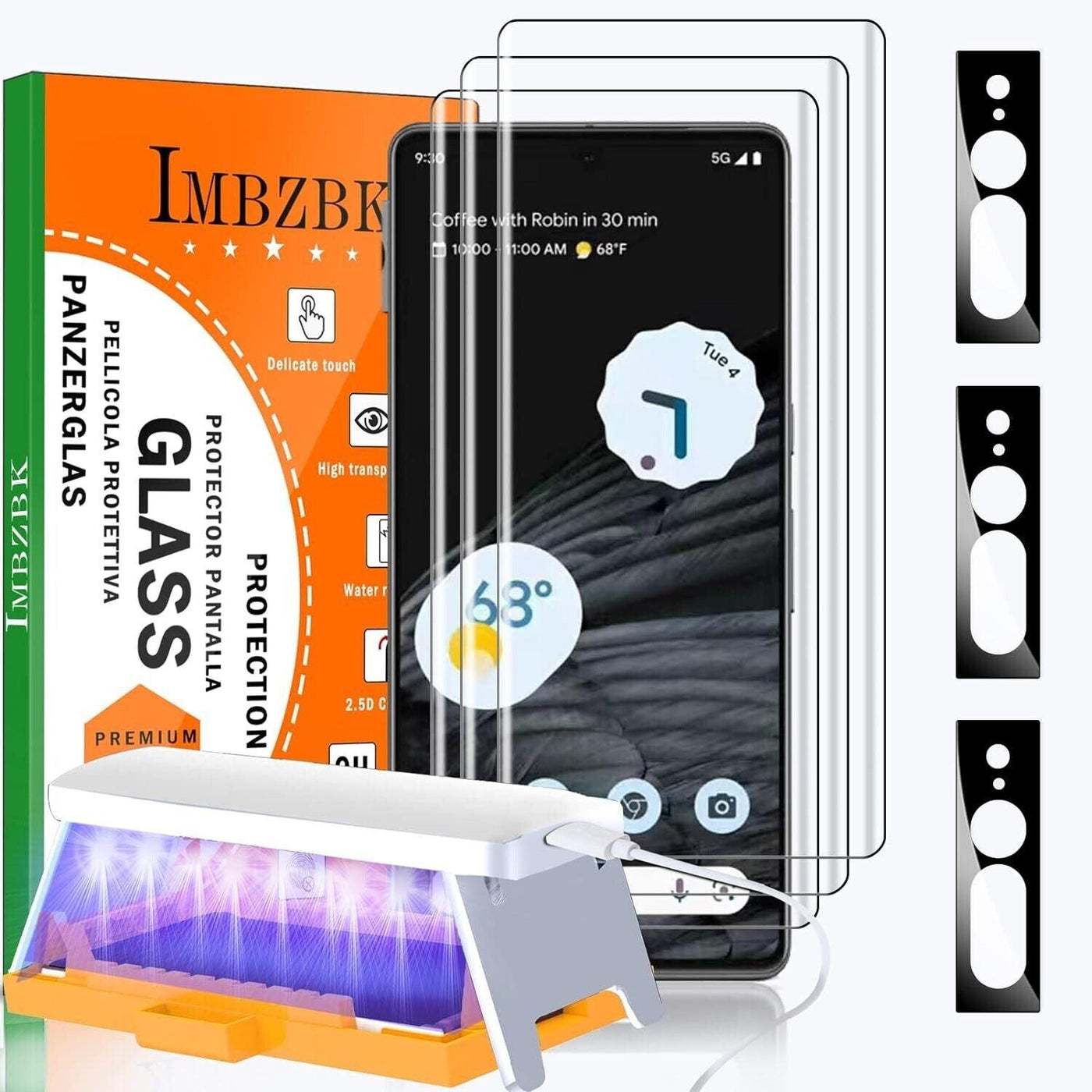 IMBZBK [3+3 Stück] Schutzfolie für Google Pixel 7 Pro Panzer Schutz Glas Screen