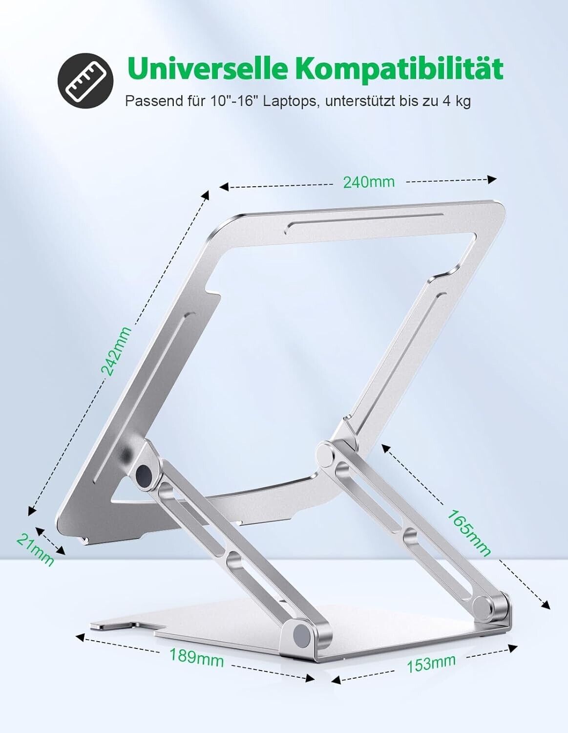 Glangeh Laptop Ständer Aluminium Robust, Belüfteter Ergonomisch Laptop Stand mit