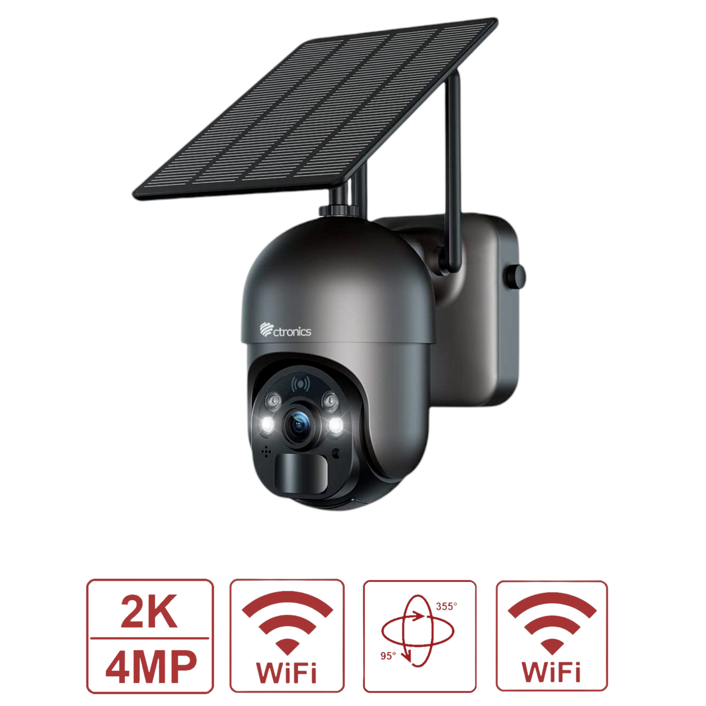 Ctronics S20-G-4MP 2K/4MP Wlan PTZ IP Überwachungskamera inkl. Solarpanel(D3)