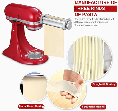 Pasta Maker Aufsatz-Set für KitchenAid, inklusive Nudelgitterrolle, Spaghetti...