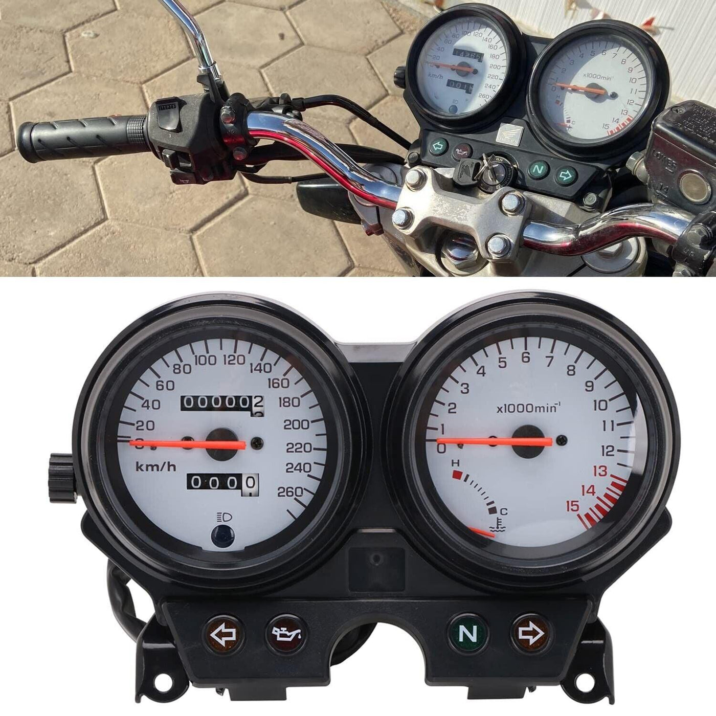 JFG RACING Motorrad-Tachometer, digital, Betriebsstundenzähler, Timer für CB600