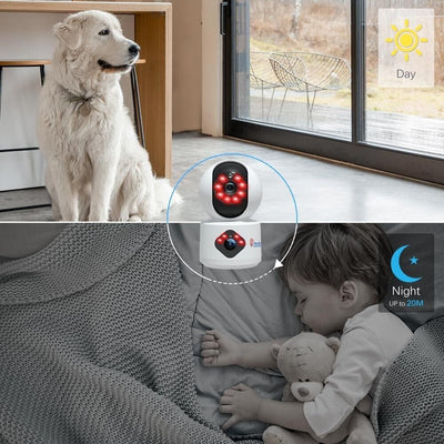 Ctronics 740C Überwachungskamera Innen mit Dual-Objektiv 360° PTZ Dual Kamera
