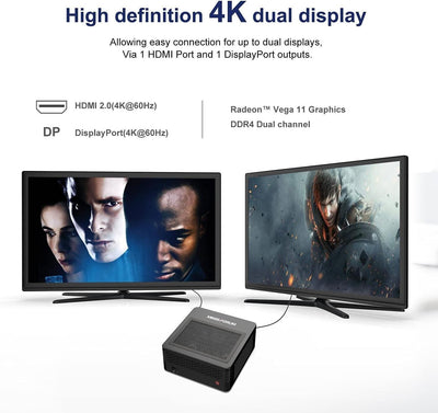 MINIS FORUM Mini-PC AMD Ryzen 5 3400GE | 16 GB RAM 512 GB M.2 SSD | Radeon