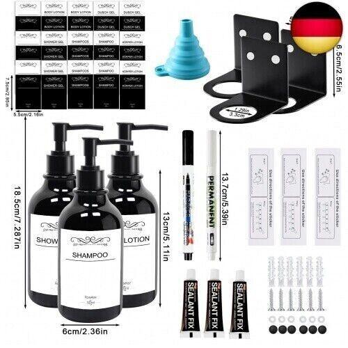 3er Seifenspender Wandbefestigung Set 300ml Seifenspender Wand Schwarz