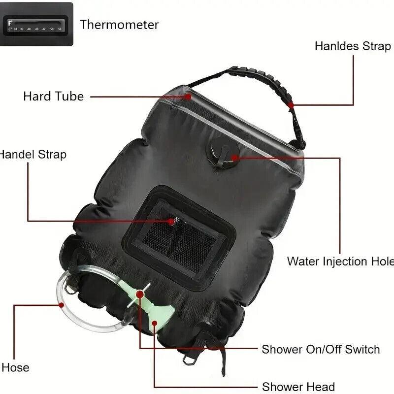 Solar Beheizte Campingduschtasche, Tragbare Badebeutel Outdoor-Reisen, Klettern.