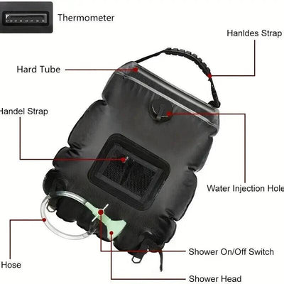 Solar Beheizte Campingduschtasche, Tragbare Badebeutel Outdoor-Reisen, Klettern.
