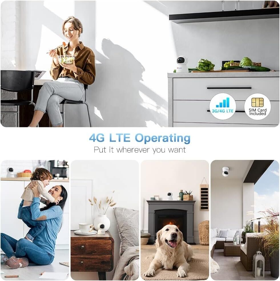 ctronics 570C-4G -  LTE Überwachungskamera Innen mit SIM Karte, 1080P Kabellos