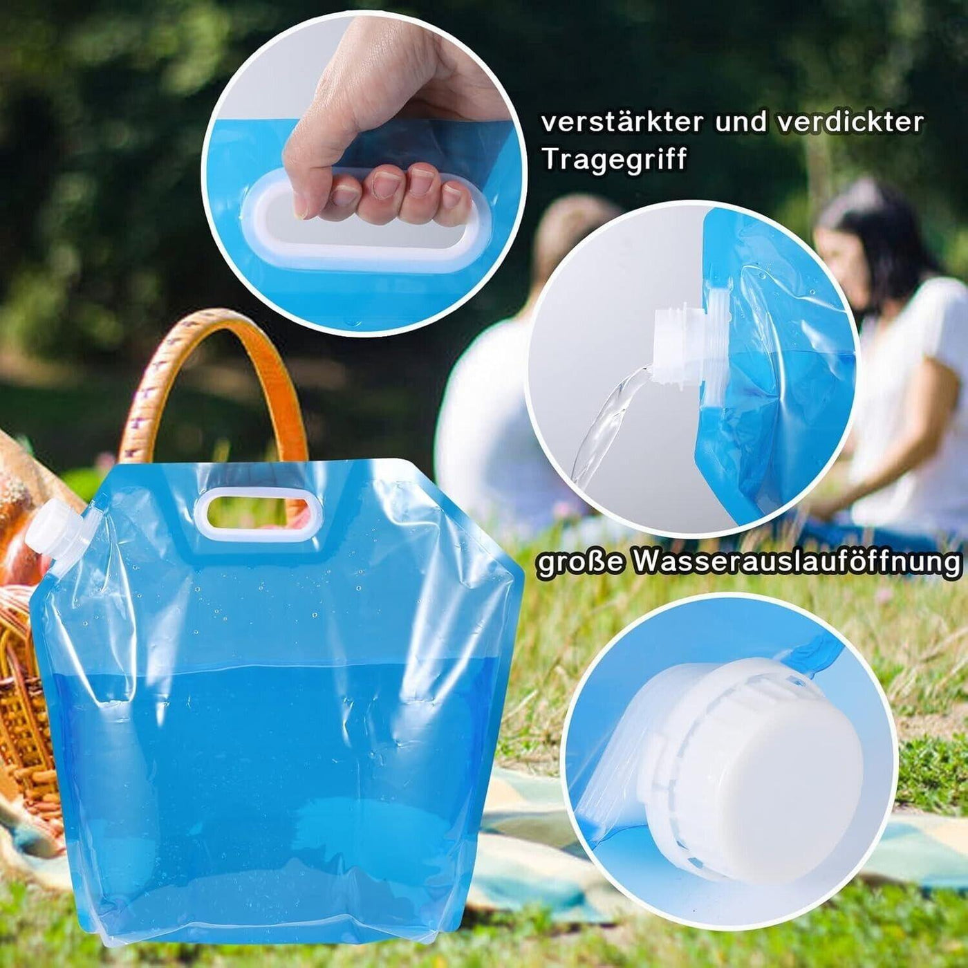 XREE 4 Stück Faltbarer Wasserkanister 10L Tragbarer Wasserbehälter mit dichtem D