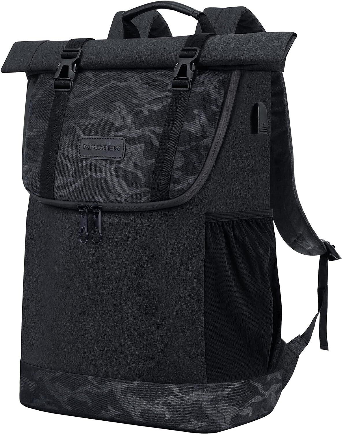 KROSER RollTop Rucksack, Laptop Rucksack 15,6 Zoll, Travel Backpack Wasserdicht