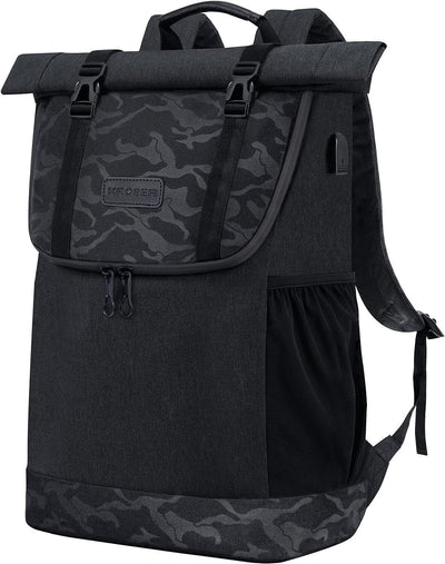 KROSER RollTop Rucksack, Laptop Rucksack 15,6 Zoll, Travel Backpack Wasserdicht