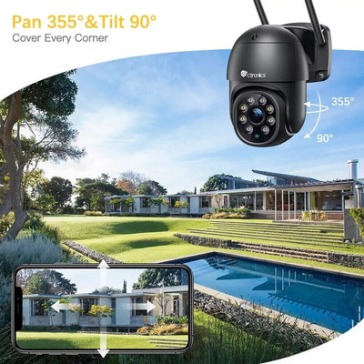 Ctronics 380C-4MP-BP- Überwachungskamera Aussen WLAN, 2560×1440P PTZ WiFi IP