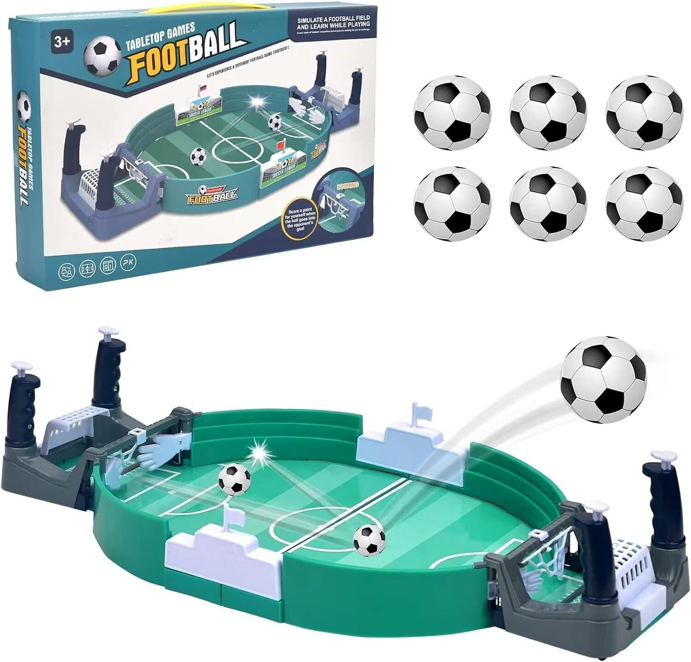 Tischfußballspiel mit 6 Fußbälle Mini Tischkicker Desktop Spielzeug Kinder
