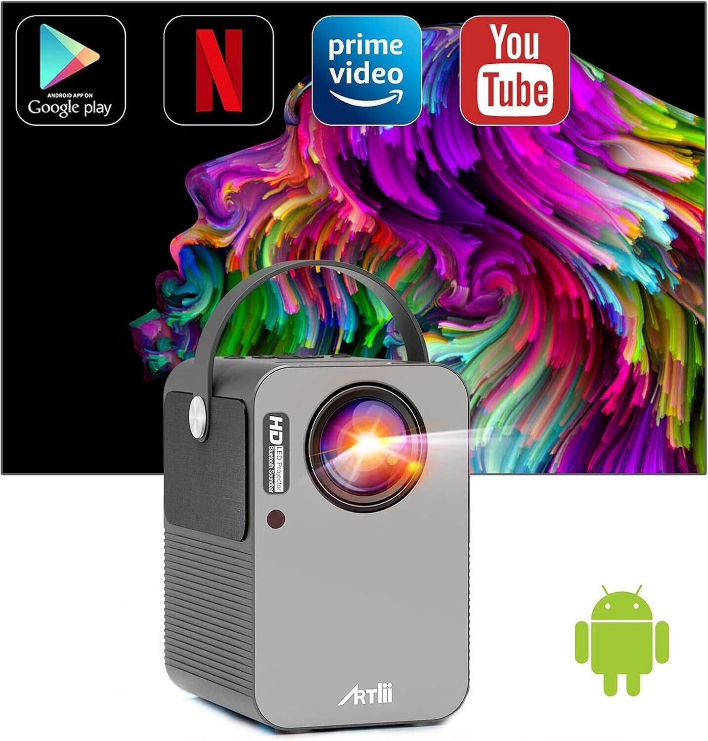 Artlii Play  intelligenter Projektor Android TV 9 150 Zoll 5000 Lum